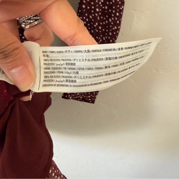 Abercrombie & Fitch Burgundy Polka Dot Button Front Ruffle Shirt Dress Size S - Picture 11 of 15